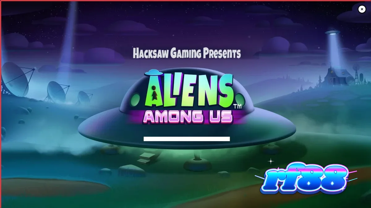 The vibrant and humorous interface of the Aliens Among Us slot featuring FBI agents and alien characters.